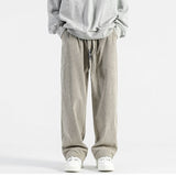 Coverwin Autumn Winter Casual Soft Men Elastic Loose Drawstring Sweatpants Pants Warm College Style Corduroy Warm