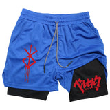 Coverwin Men's 2-in-1 Compression Shorts for Running Gym Yoga Training Pocket Breathable Sports Shorts Moisture Absorbing Fitness