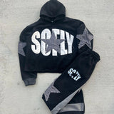 Coverwin Gothic Retro Harajuku Star Embroidered Letter Oversized Hoodie Men's And Women's Y2K American Hip-hop New Trend Sports Hoodie