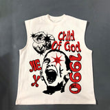 Coverwin Retro Child Of God 1990 Print 100% Cotton Casual Tank Top