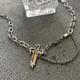 Coverwin CROSS PENDANT DOUBLE LAYER NECKLACE