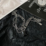 Coverwin DOUBLE LAYER BLACK SQUARE CHAIN BRACELET