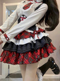 Coverwin-Japanese Kawaii Cute Dress Summer JK Girl Clothes Lolita Suit Goth Long sleeve Shirt Bandage High waist Sexy Punk Women Dresses