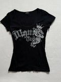 Coverwin-Skulls T Shirts Punk Vintage Women Clothes 90s Gothic Sexy American Slim Dark Tees Aesthetic Short sleeve Femme Clothing Y2k Top