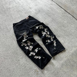 Coverwin Y2K Garden Baggy Jeans High End Vintage Cherry Blossom Embroidery Men Women Streetwear Harajuku High Street Floor Mopping Jeans