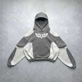 Coverwin 2024 New American Retro New Trend Gothic Letter Patch Oversized Gray Zipper Hoodie Men's Y2K Harajuku Hip-Hop Casual Street Wear