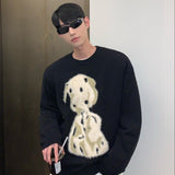 Coverwin Outfit Autumn winter Korean retro niche Dalmatian jacquard sweaters for men and women lazy style Y2K round neck loose couple sweaters