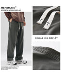 Coverwin Autumn Winter new Casual Sweatpants Men Solid Color Splicing Striped Pockets Letter Drawstring Loose Sweatpants