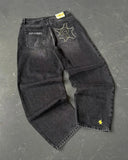 Coverwin Y2K baggy Jeans Retro Embroidery High Quality Jeans Fashion Hip Hop Gothic Street Harajuku Loose Wide Leg Jeans Mens and Womens