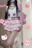 Coverwin-Pink Skirt Sweet High Waist Japanese Y2k Kawaii Clothes Fold Punk Cute Lolita Sexy Cute 2025 Mini Skirts Cutecore Girl Skirt 90s
