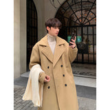 Coverwin Men Winter Outfit Winter High Quality Woolen Trench Coats Men Korean Style Luxury Male Casual Trenchcoat Men's Streetwear Gray/Khaki/Black