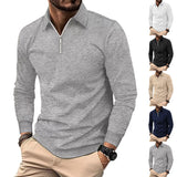 Coverwin 2025 Spring and Autumn New Men's Flip Collar Zipper Long Sleeve Hoodie Men's Loose Casual Sweatshirt