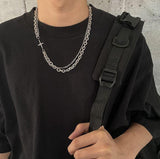 Coverwin DOUBLE CHAIN CROSS NECKLACE