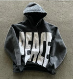 Coverwin 2024 New American Retro New Trend Gothic Letter Patch Oversized Gray Zipper Hoodie Men's Y2K Harajuku Hip-Hop Casual Street Wear
