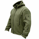 Coverwin Winter New Fashionable Men's Outdoor Warm and Cold Resistant Fleece Jacket Solid Color Loose Hooded Zipper Multi Pocket Jacket