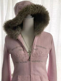 Coverwin-Winter Warm Thickening Pink Fashionable Element Hoodies Comfortable Fur Collar Hood Collar Design Zip Up Cardigan New Clothes