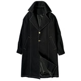 Coverwin Men Winter Outfit Top Quality Men's Chic Line Trenchcoat Autumn Single Breasted Long Trench Coat Male Solid Color Black/Rice White Jacket Coats