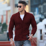 Coverwin Fashion Solid jacquard Knitwear Men Long sleeved V-neck Button knitted cardigan Autumn Winter Slim Fit Tops Sweater Coat Male