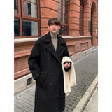 Coverwin Men Winter Outfit Winter High Quality Woolen Trench Coats Men Korean Style Luxury Male Casual Trenchcoat Men's Streetwear Gray/Khaki/Black