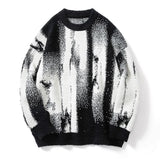 Coverwin Ink Graffiti Collision Color Sweater Men Autumn Winterr Warm Thick Knitting Tops Hip Hop Loose Knitwear Y2K Pullover Streetwear