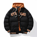 Coverwin Men's Cotton Padded Jacket Hooded Parka Letter Embroidery Zipper Pockets Coldproof Outerwear Male Coat Streetwear Chic Hot Sales