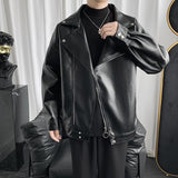 Coverwin Spring and autumn loose leather jackets handsome and trendy autumn and winter new Korean style motorcycle leather jackets for