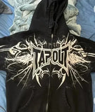 Coverwin Y2k Streetwear Tapout Zipper Hoodie Sweatshirt Mens Mens Hip Hop Letter Embroidered Oversized Hoodie Sweatshirt Jacket Clothes