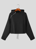 Coverwin Mens High Waist Drawstring Zip Solid Hoodie SKUJ99991