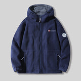 Coverwin Winter New Men's Coat, Cold Resistant, Warm, Thick Fleece, Hooded Zipper, Loose Solid Color Jacket, Daily Casual Outdoor