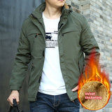 Coverwin Winter New Men's Casual Fleece Jacket, Daily Loose Zipper and Fleece Jacket, Outdoor Cardigan, Hooded Solid Color Cotton Jacket