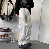 Coverwin Y2K American New Fashion High Street Vibe Destroyed Fringed Jeans Men And Women Vintage Harajuku Wide Leg Micro-trumpet Slacks