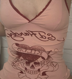 Coverwin-Kawaii Crop Top Camis Women Clothes Lace Sexy Slim Pink Cute 2000s Top Sling Grunge Coquette Femme Punk Tank Top Y2k Clothing