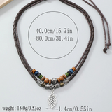 Coverwin " Boho Leaf Wood Bead" Necklaces