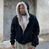 Coverwin-Hoodies Y2k Oversized Tops Mens Winter Clothes Streetwear Hip Hop Fox Fur Thick Korea Zip Up Hoodie Punk Hombre Kpop Coats Men