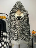 Coverwin-Zip Up Hoody Oversized Tops Winter Clothes Vintage Streetwear Graphic Hoodies Long sleeves Leopard  2000s Gothic Punk Y2K Hoodie