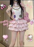 Coverwin-Pink Skirt Sweet High Waist Japanese Y2k Kawaii Clothes Fold Punk Cute Lolita Sexy Cute 2025 Mini Skirts Cutecore Girl Skirt 90s