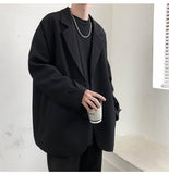 Coverwin Men Winter Outfit British-style Blazers Men Leisure Trendy Loose Suit Jackets Male Retro Daily Ins Streetwear All-match Simple Korean Suit-tops