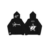 Coverwin Vintage Star Letter Printing Zipper Hoodie Y2K Harajuku Long Sleeve Sweatshirt 90S Goth Punk Oversized Jacket Casual Couple Top