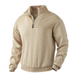 Coverwin 2025 Autumn/Winter New Men's Stand Up  Pullover Loose Sports Shirt Fashion Thick Bottom Solid Color Long Sleeve