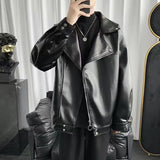 Coverwin Spring and autumn loose leather jackets handsome and trendy autumn and winter new Korean style motorcycle leather jackets for