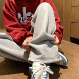 Coverwin Outfit Trendy Korean Style Gray Sweatpants Men's Loose Leg-tie Autumn Winter 2024 New Y2K Street Straight Versatile Wide-leg Sweatpants