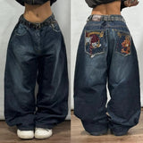 Coverwin-Gradient Pocket Letter Loose Trousers Chic Niche Design Retro y2k High Waist Skateboard Hip Hop High Street Denim Sports Jeans