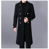 Coverwin Men Winter Outfit Long dust coat Men Winter Warm Trench Woolen Cloth Coat Mens Double Breasted Slim Casual Jackets Solid Business Outwear