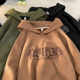 Coverwin Autumn and winter coats for men American trendy brand loose suede sweatshirts large size retro trendy hooded ins men clothing