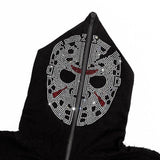 Coverwin Women Men Y2K Fashion Hoodie Rhinestones Skeleton Print Zip Hoodie clothes Hoodies Goth Long Sleeve Sweatshirt Oversized Tops