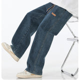 Coverwin Retro Wide Leg Padded Thickened Jeans Men's Winter Loose Straight Trousers