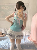 Coverwin-Kawaii MIni Skirt Summer Cute Y2K Women Clothes Grunge Korea White Short Skirts Sexy Streetwear Casual 2000s E Girl Lace Skirts