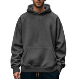 Coverwin Autumn New Fashion Men's Fleece Warm Hooded Sweatshirt Solid Color Loose Daily Outdoor Casual Top Men's Clothing