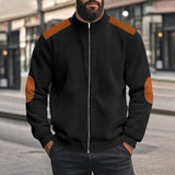 Coverwin American Casual Men's Autumn Jacket Heavyweight Corduroy Splicing Color Blocking Zipper Long Sleeved Jacket Men's Jacket