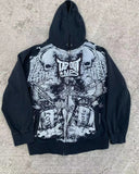 Coverwin Y2k Men Vintage Gothic Fashion Skull Print Zip Up Hoodies Autumn Winter New Hip Hop Long Sleeve Coats Loose Hooded Sweatshirt